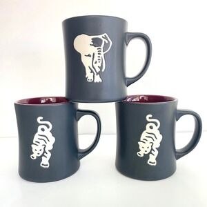 Starbucks 2011 Elephant Tiger Mug Set 3 Sumatra Matte Black Embossed Bone China